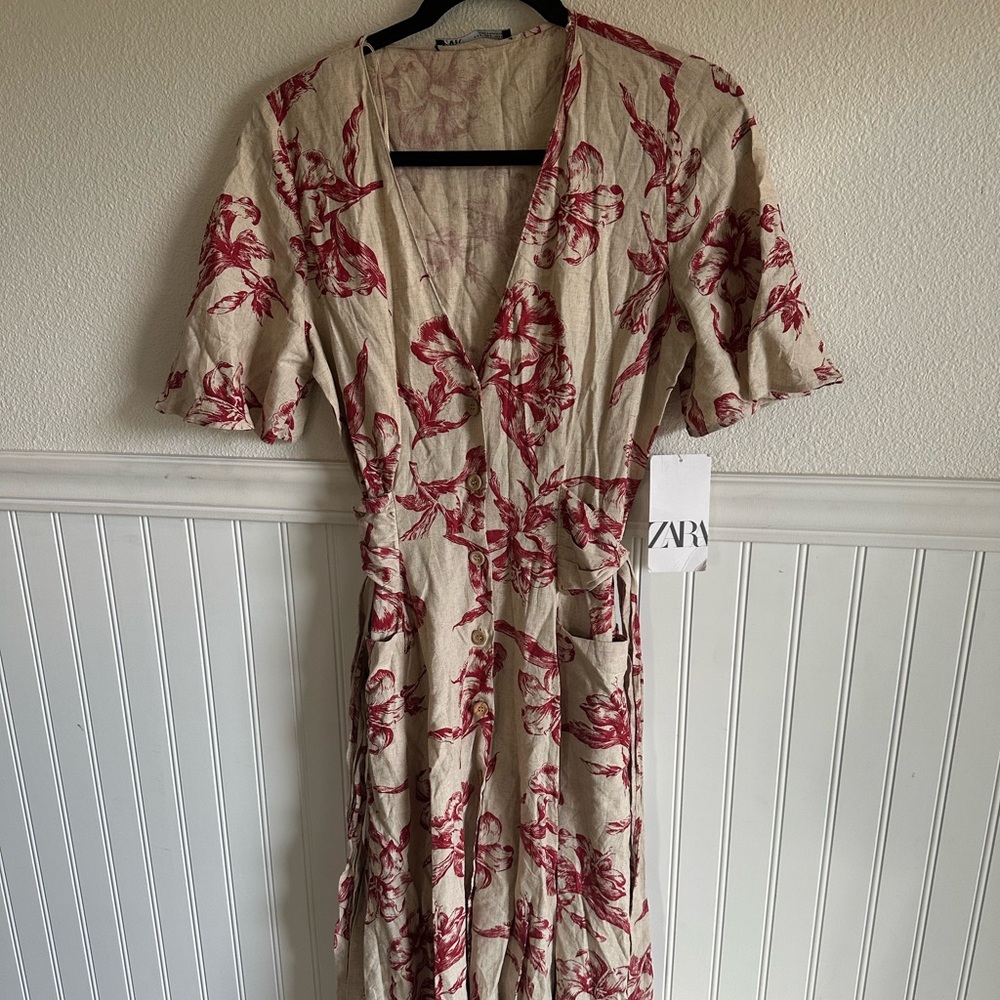 NWT Zara linen midi dress